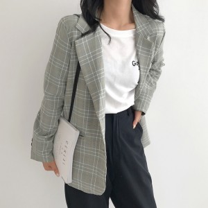 [DA22]하운드 체크 패턴 여자 가을 재킷